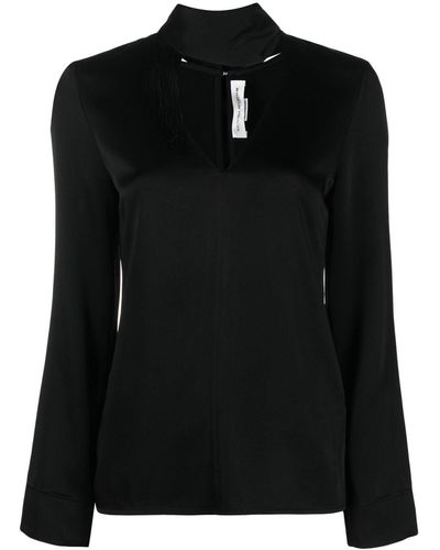 Victoria Beckham Blouse satiné à franges - Noir