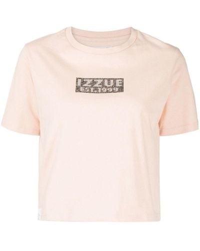 Izzue T-shirt à logo strassé - Rose