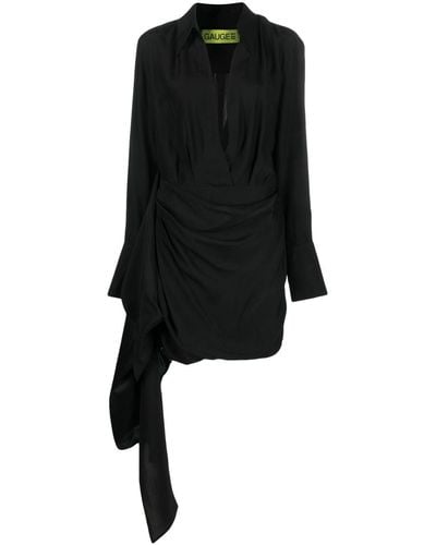 GAUGE81 Gravia Zijden Mini-jurk - Zwart