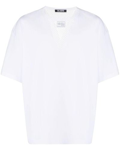 Raf Simons T-shirt à empiècement en résille - Blanc