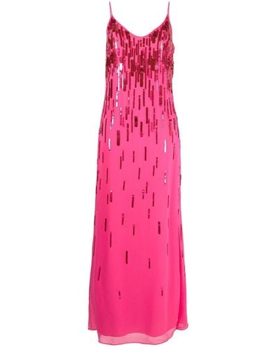 Amen スパンコール Vネックイブニングドレス - ピンク