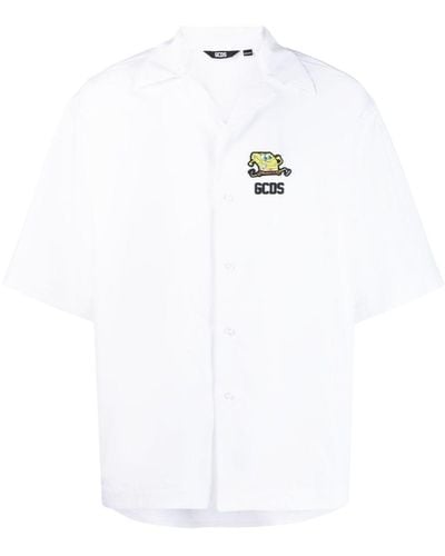 Gcds Camicia con logo goffrato - Bianco
