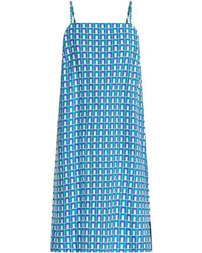 Lacoste Geometric-print Logo-appliqué Minidress - Blue