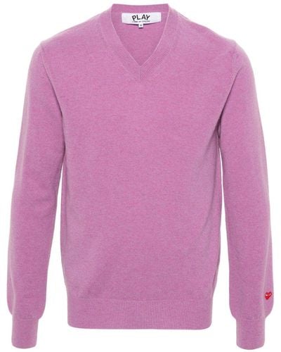 COMME DES GARÇONS PLAY Logo-appliqué Wool Sweater - Pink