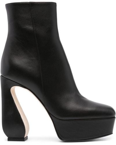 Sergio Rossi Bottines en cuir à bout carré 140 mm - Noir