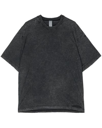 Attachment Distressed Cotton T-shirt - ブラック