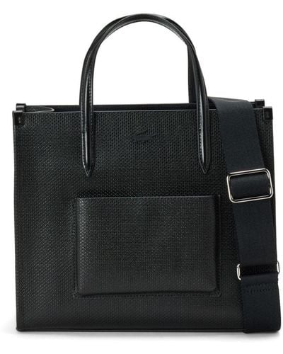 Lacoste Small Chantaco Leather Tote Bag - Black