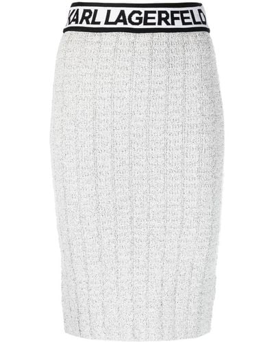 Karl Lagerfeld Logo-waistband Knitted Skirt - White