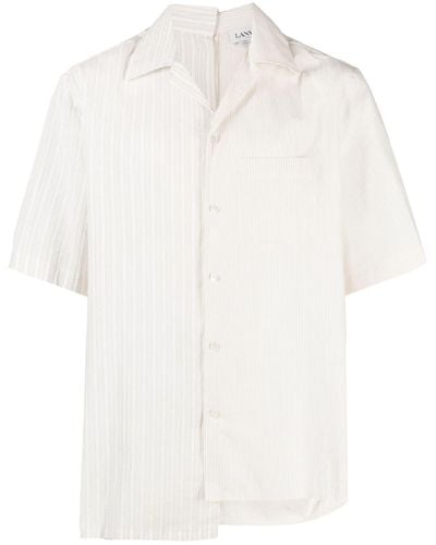 Lanvin Mix-stripe Asymmetric Cotton Shirt - White