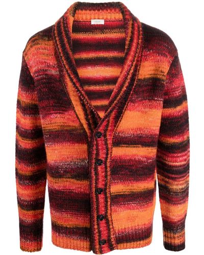 Altea Striped Ribbed-knit Cardigan - Red