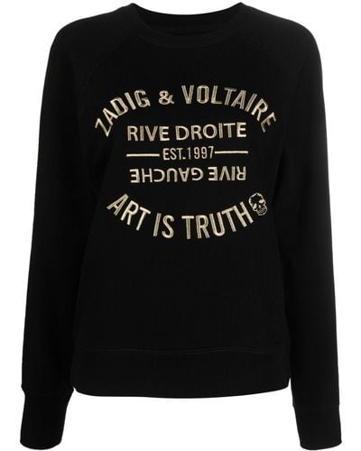 Zadig & Voltaire Logo-embroidered Organic-cotton Sweatshirt - Black