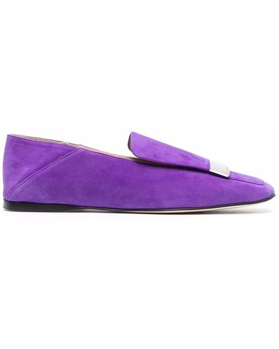 Sergio Rossi Square Toe Loafers - Purple