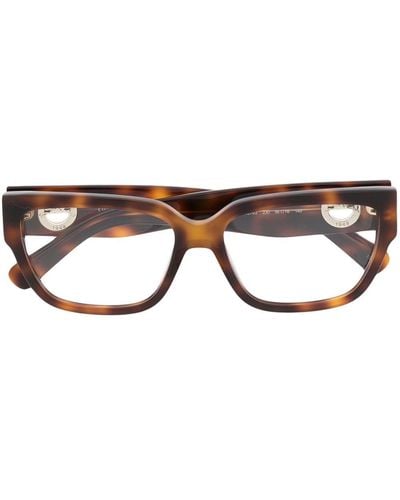 Longchamp トータスシェル スクエア眼鏡フレーム - ブラウン