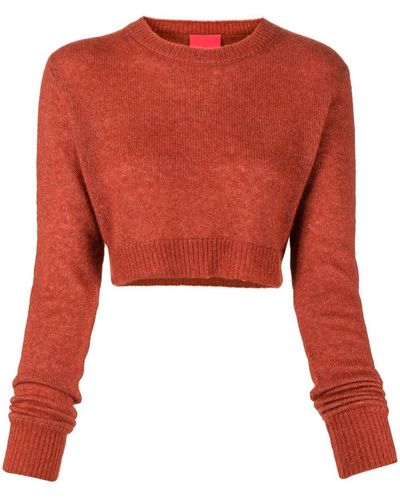 Cashmere In Love Como Cropped Cashmere Sweater - Red