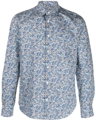 Paul Smith Floral-print Poplin Shirt - Blue