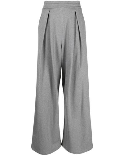 GIUSEPPE DI MORABITO Inverted-pleat Cotton Wide-leg Trousers - Grey