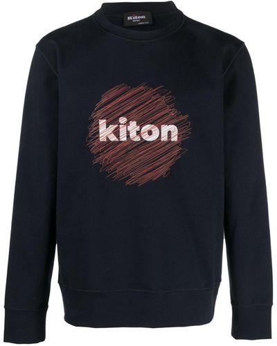 Kiton Logo-print Cotton Sweatshirt - Blue