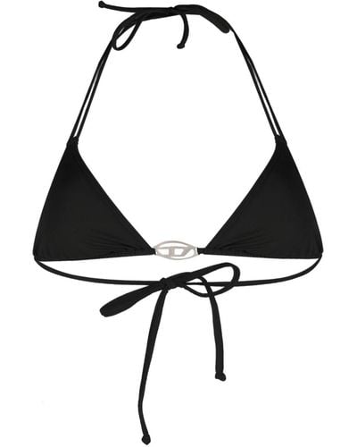 DIESEL Bikini Top With Oval D Plaque - Black