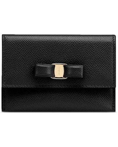 Ferragamo Vara Leather Flap Wallet - Black