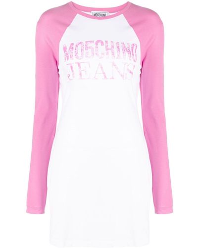 Moschino Jeans T-shirtjurk Met Logoprint - Roze