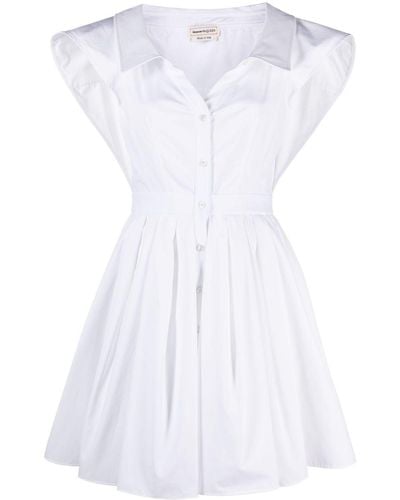 Alexander McQueen Hemdkleid mit kurzen Ärmeln - Weiß