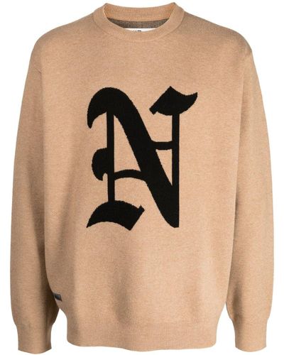 Izzue Slogan-print Long-sleeve Sweatshirt - Natural
