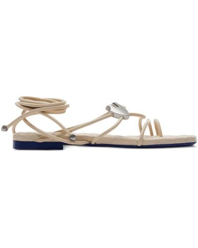 Burberry Ivy Shield Leather Sandals - White