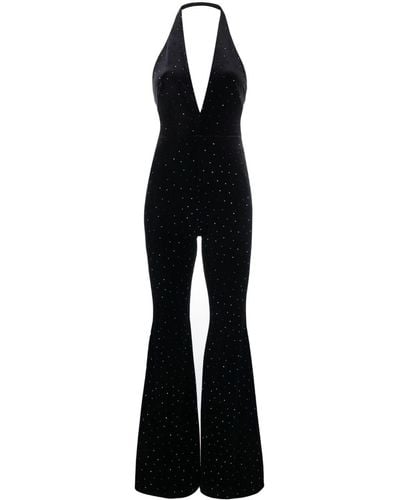 Alexandre Vauthier Crystal-embellished Velvet Jumpsuit - Black