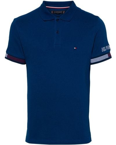 Tommy Hilfiger Embroidered-logo Piqué Polo Shirt - ブルー