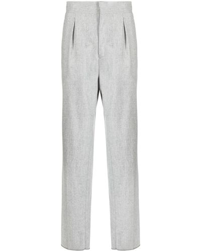 Zegna Mélange-effect Tapered Wool Pants - Grey