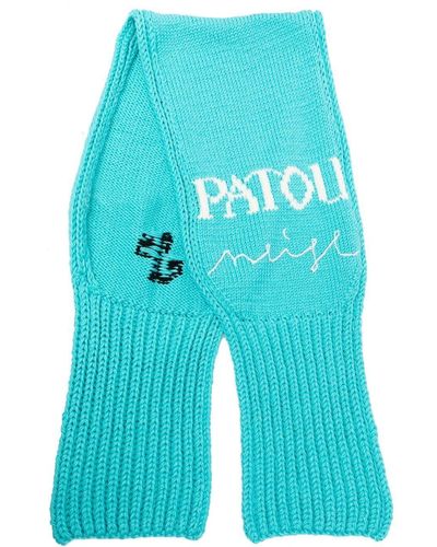 Patou Intarsien-Schal mit Logo - Blau