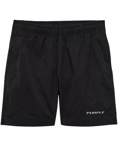Purple Brand Wordmark Swim Shorts - Black