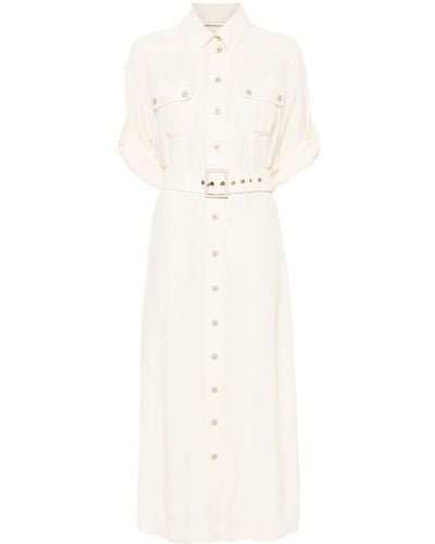 Zimmermann Belted Crepe Shirt Dress - White