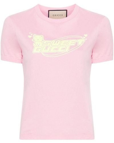 Gucci T-shirt Met Sweet -print - Roze