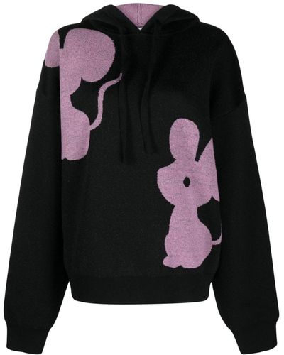 JW Anderson Mouse Intarsia-knit Hoodie - Black