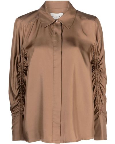 Munthe Leslea long-sleeved silk shirt - Marrone