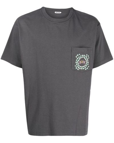 Bode Embroidered Cotton T-shirt - Grey