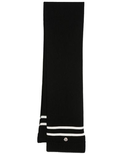Moncler Striped-edge Wool-blend Scarf - Black