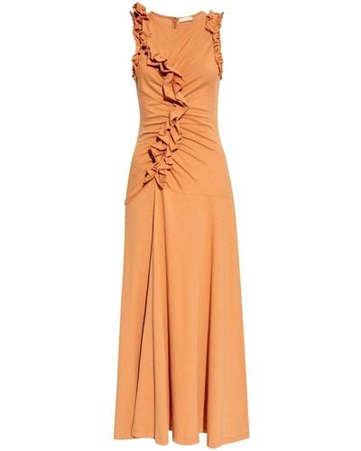 Ulla Johnson Bendetta Ruffle-detailing Maxi Dress - Orange