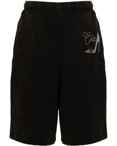 Abra Rhinestone-embellished Jersey Shorts - Black
