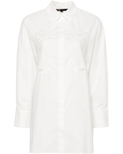 Maje Floral-embroidery Cotton Shirt - White