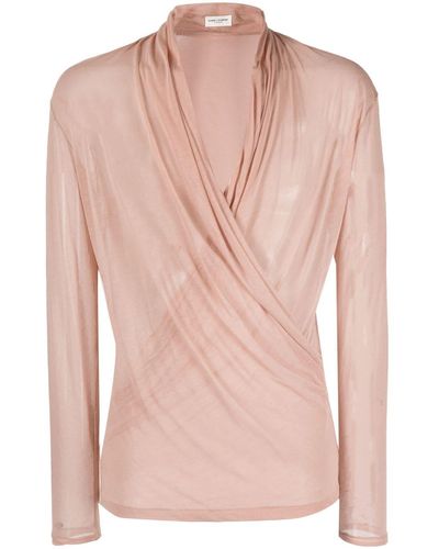 Saint Laurent Semi-sheer Wrap Shirt - Pink