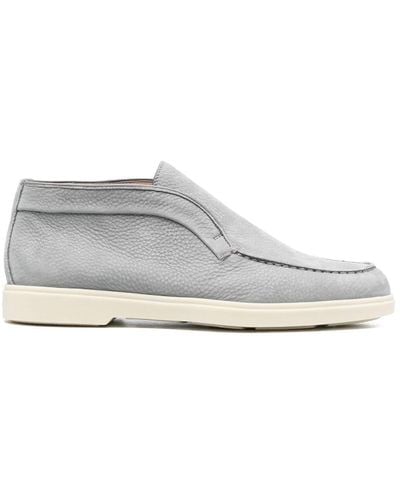 Santoni Tonal-stitching Leather Loafers - White