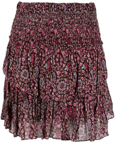 Isabel Marant Naomi Organic Cotton Floral-print Miniskirt - Red