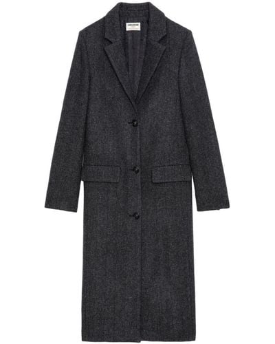 Zadig & Voltaire Wool-Blend Single-Breasted Coat - Black