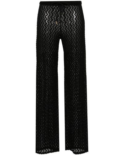 Fisico Guipure-lace Straight Pants - Black