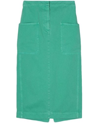 Max Mara Werther Denim Pencil Skirt - Green