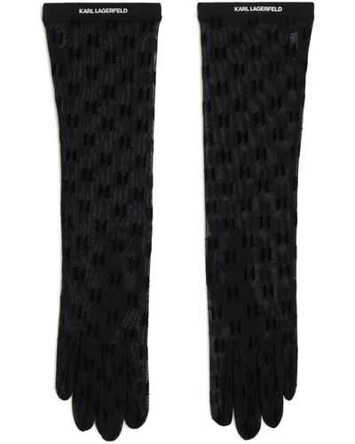 Karl Lagerfeld K/monogram Mesh Gloves - Black