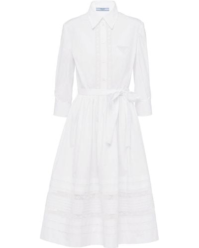 Prada Lace-detailed Shirt Dress - White