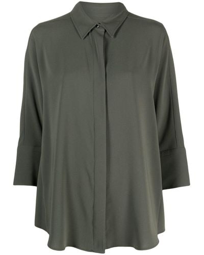 Alberto Biani Cropped-sleeve Button-up Shirt - Green